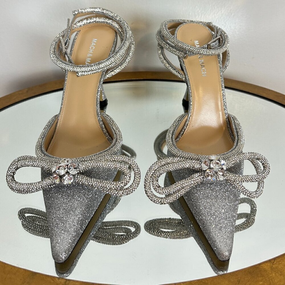 Mach & Mach Double Crystal Bow Pointed Toe 100mm … - image 5